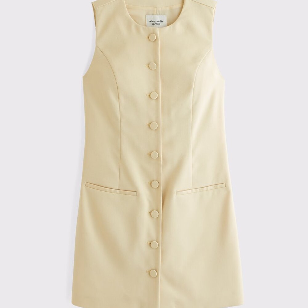 The A&F Mara High-Neck Vest Mini Dress - Yellow - Size: X-Large